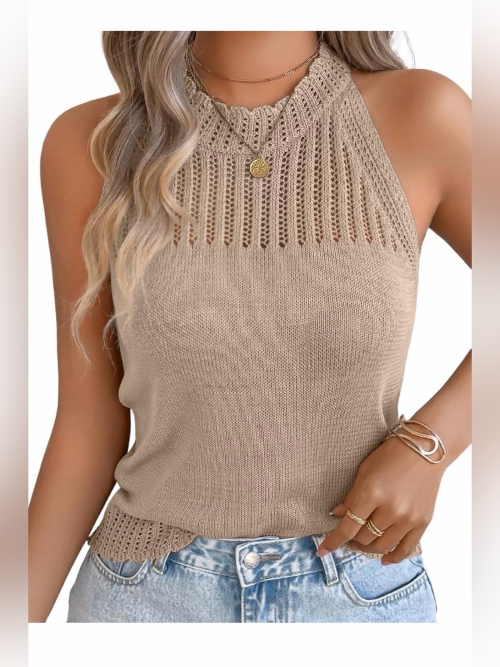 🆕 Racerback High Neck Lightweight Sweater Vest
